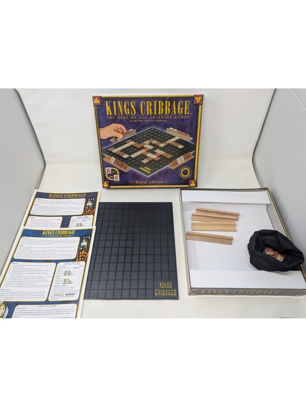 Kings Cribbage Royal Edition Rotating Board Wooden Tiles - 100% Complete Game.